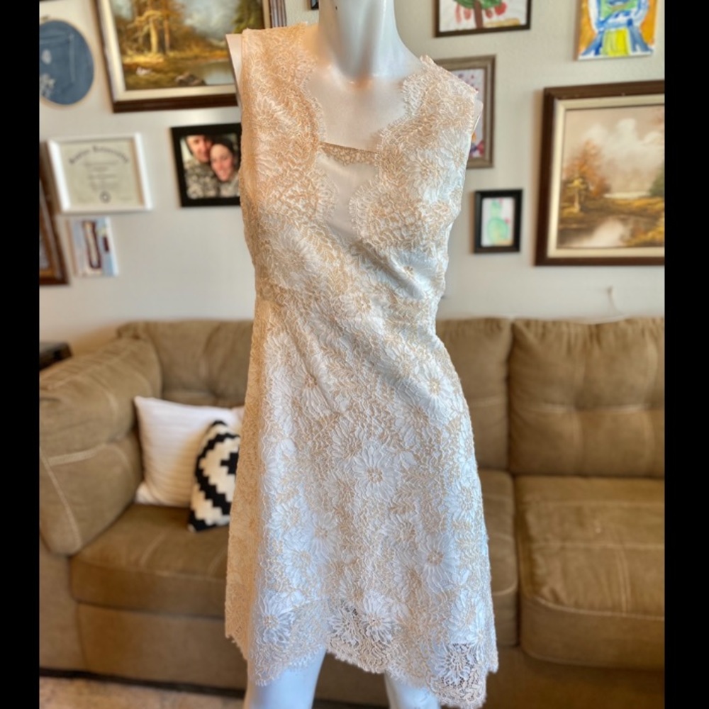 Elie Tahari Lace & Gold Dress